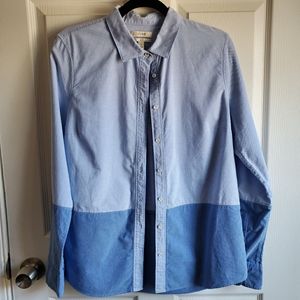 J Crew Chambray Oxford Colorblock Button Shirt 10
